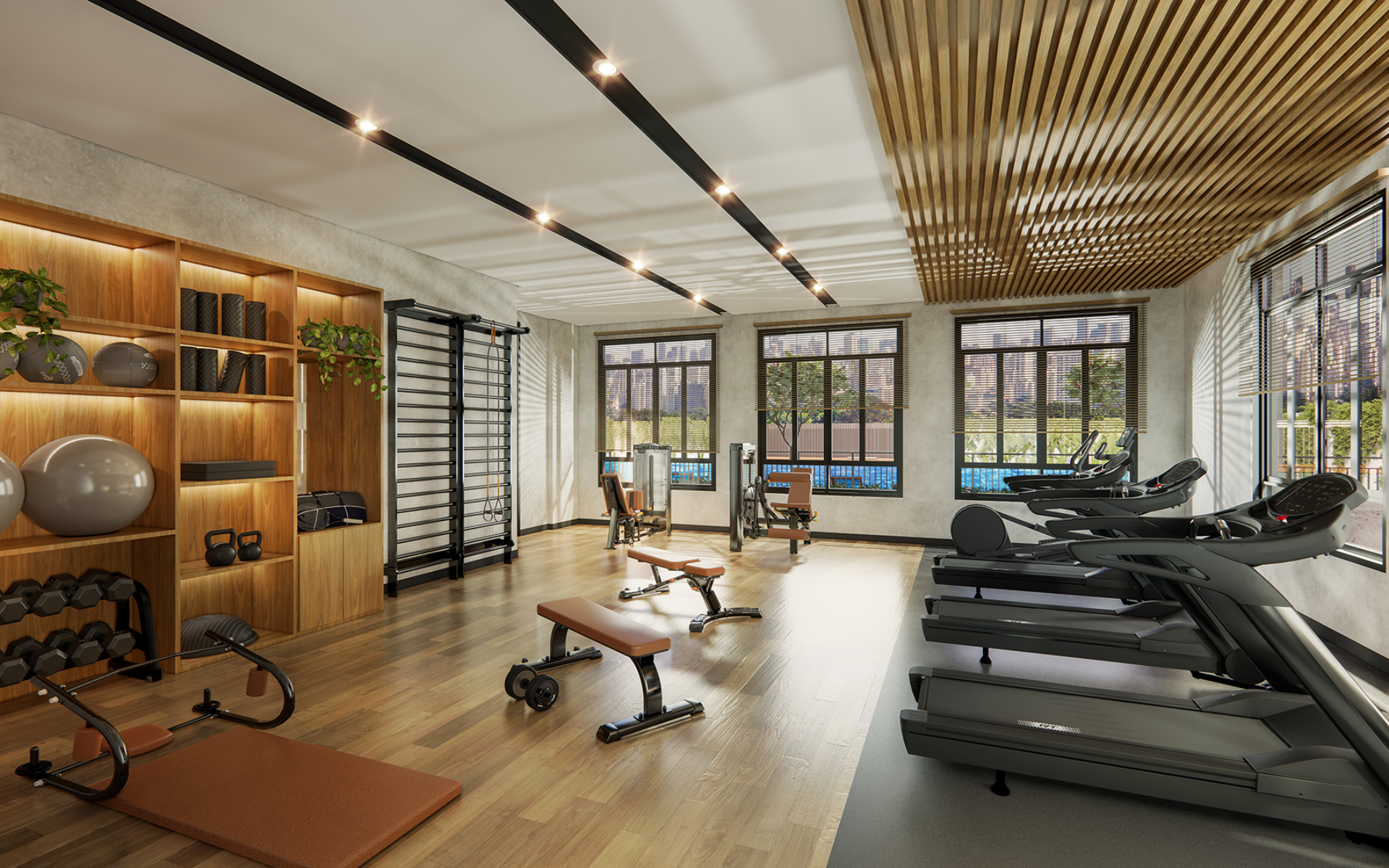 Fitness equipado e fitness outdoor