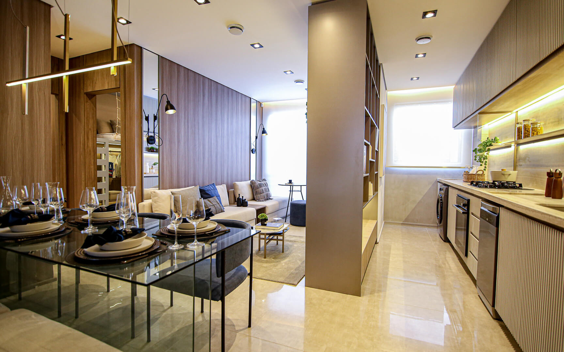 Ambientes integrados - decorado de 62m²
