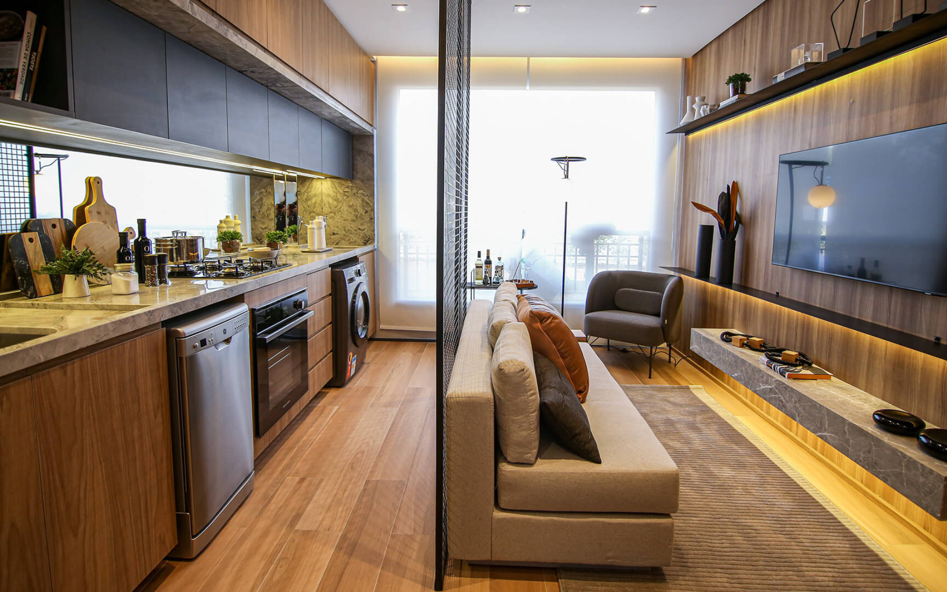 Ambientes integrados - decorado de 35m²