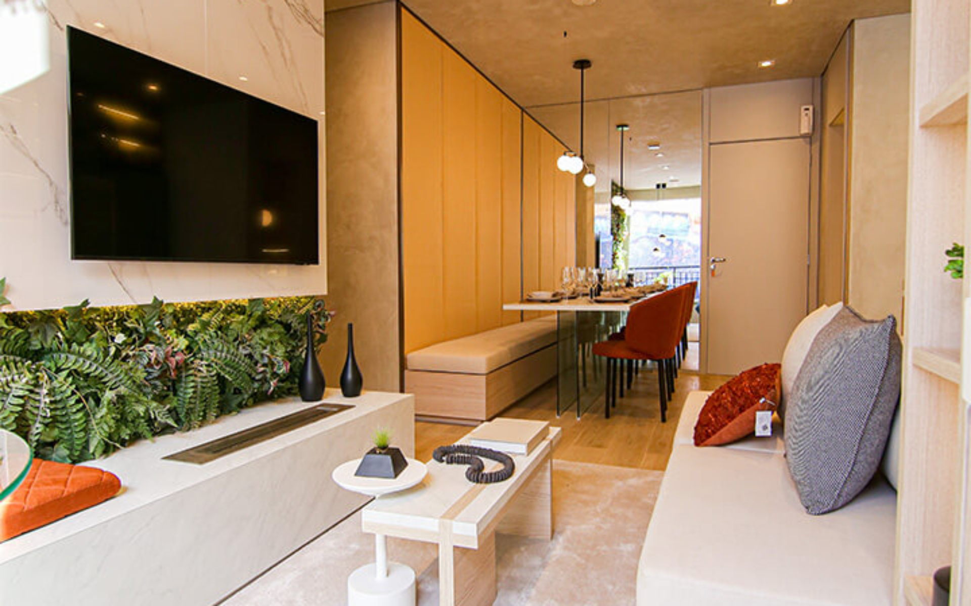 Living - decorado de 70m²