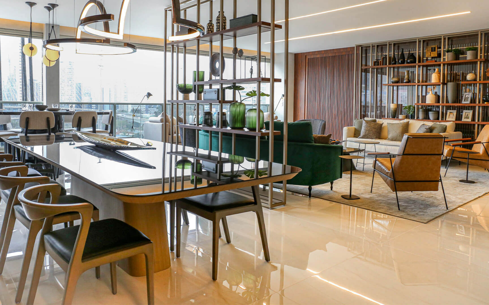 Living + Sala de Jantar - piso nivelado com o terraço