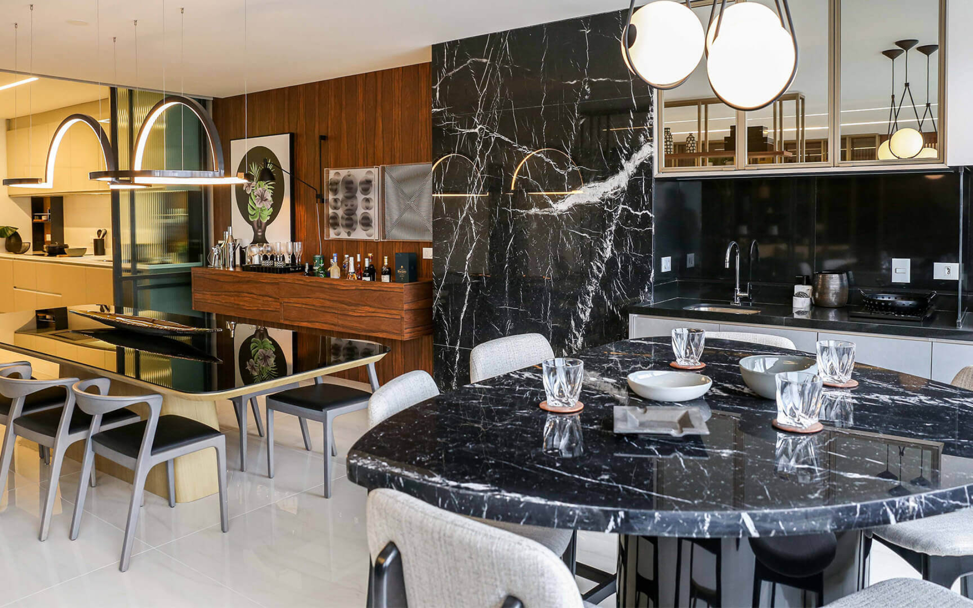 Espaço Gourmet + Sala de Jantar - espaços integrados