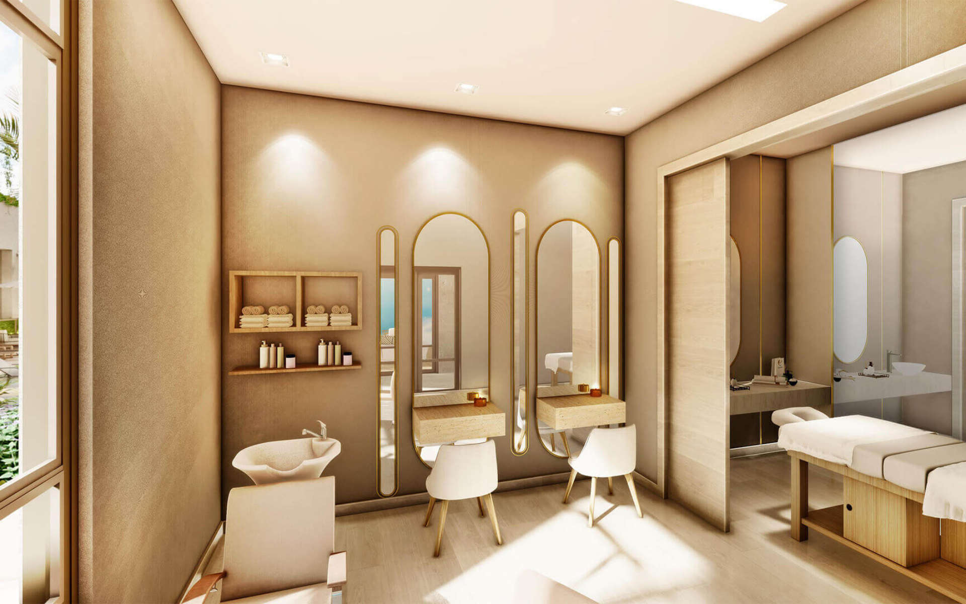 Espaço beauty com sala de massagem