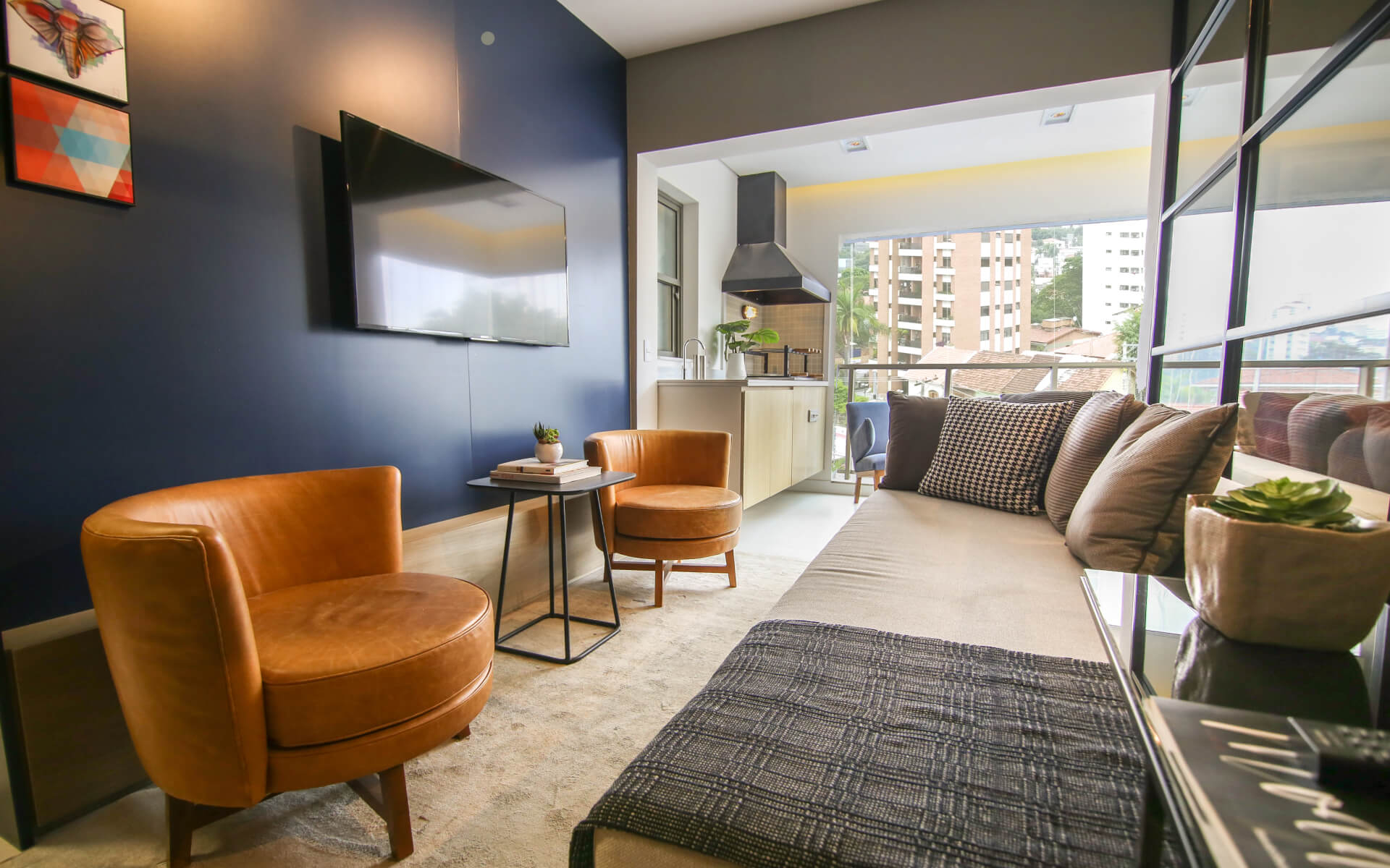 Living - piso do terraço nivelado com o da sala
