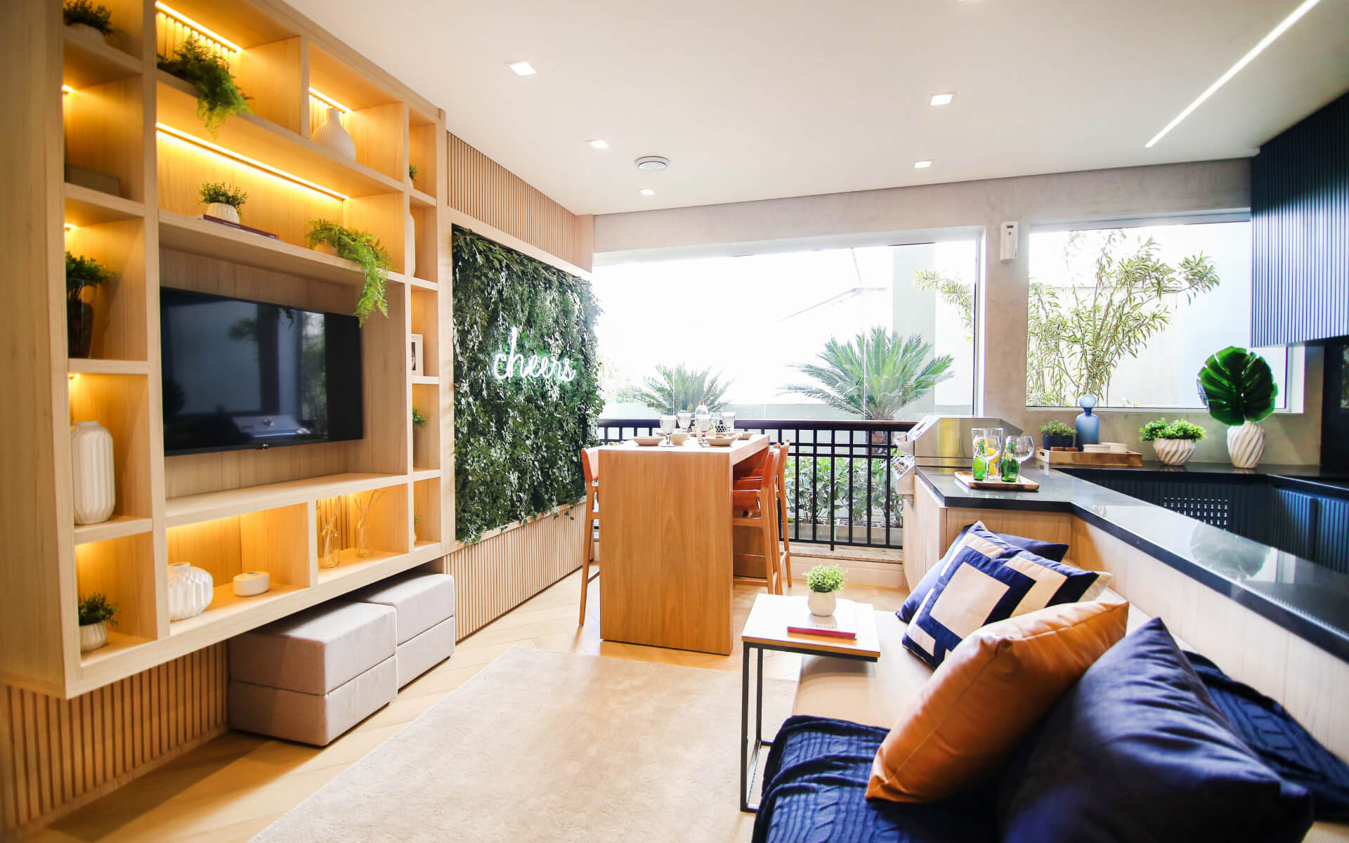 Living - decorado de 65m²