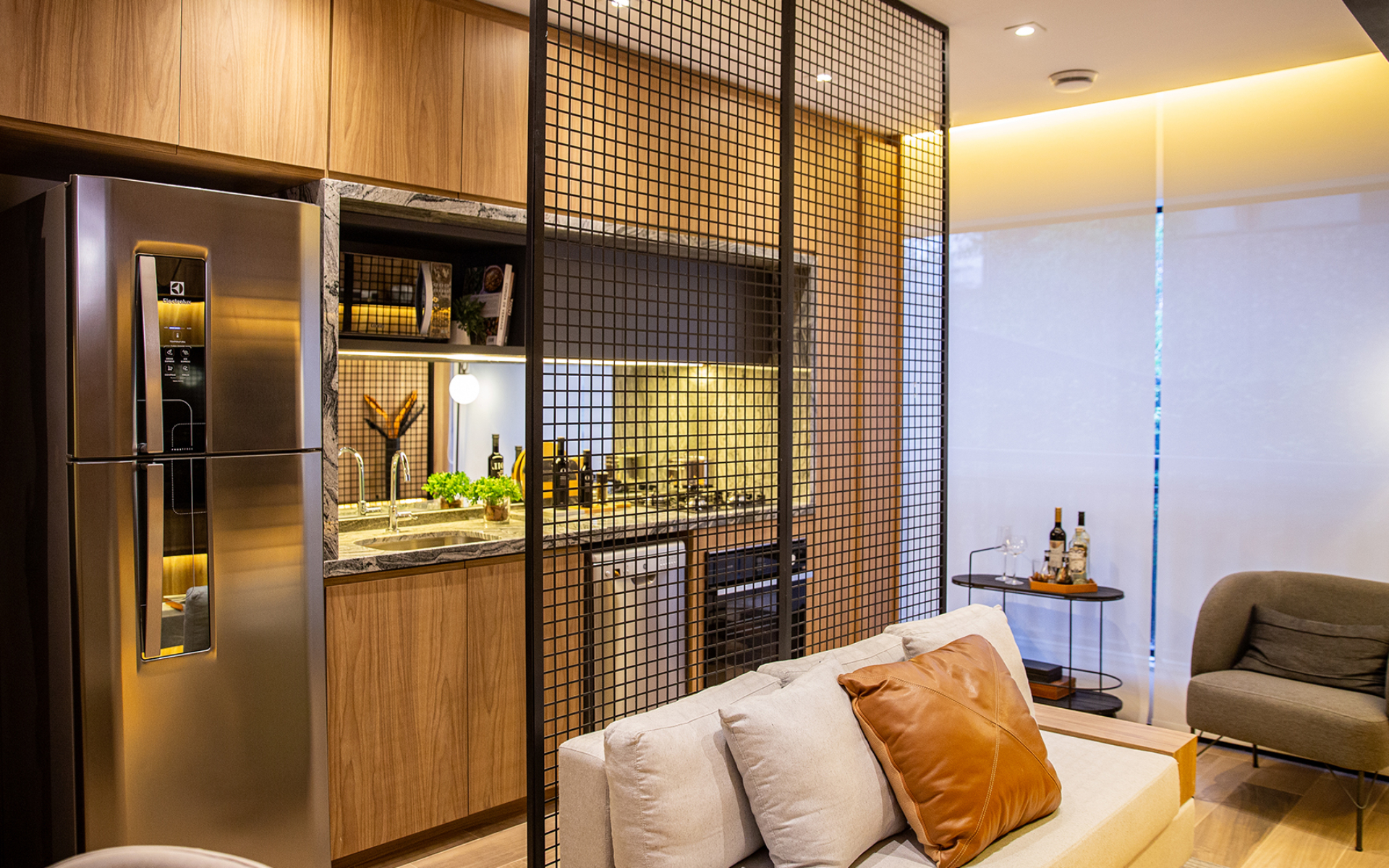 Living + cozinha - decorado de 35m²