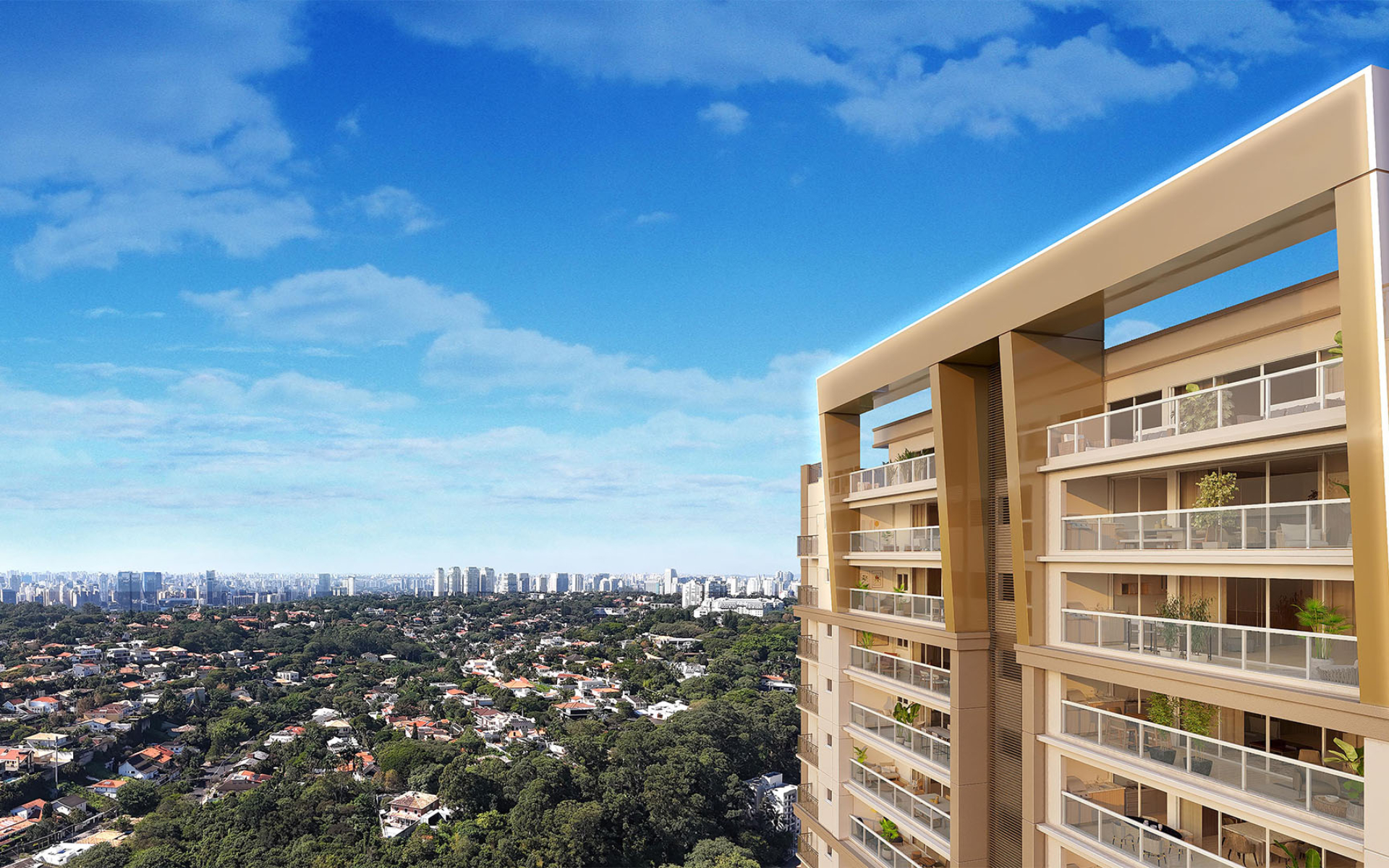 Vista lateral da fachada - Um ícone residencial com aprox. 120m de altura