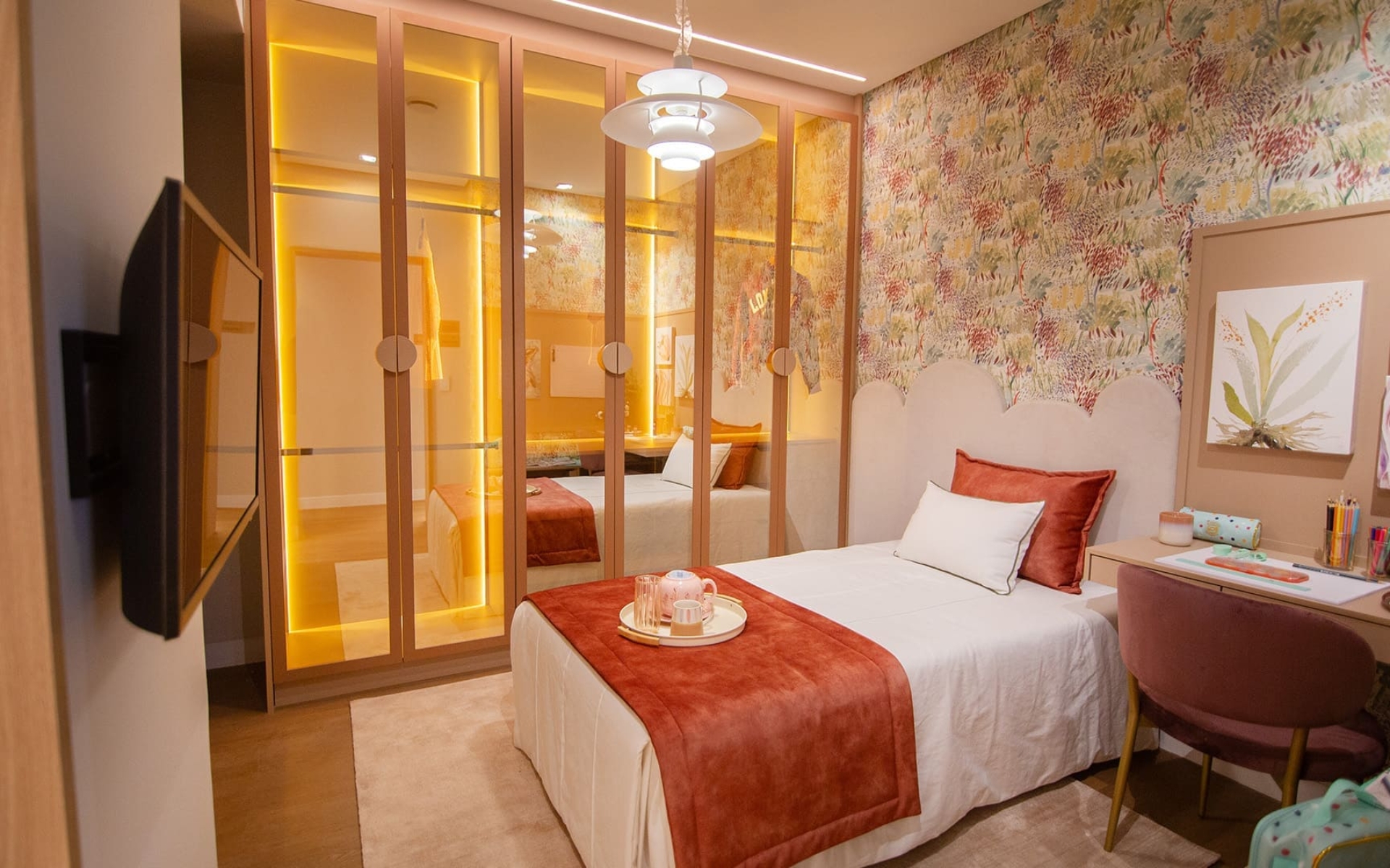 Suíte Menina com infraestrutura completa para instalação de ar-condicionado a/c do proprietário