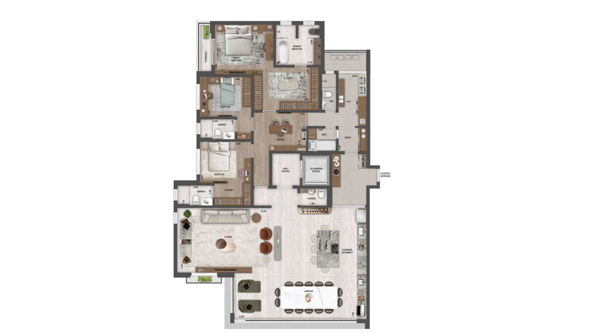 Harmonie - 248m² - 3 Suítes - Living Ampliado e Cozinha e Terraço Integrados