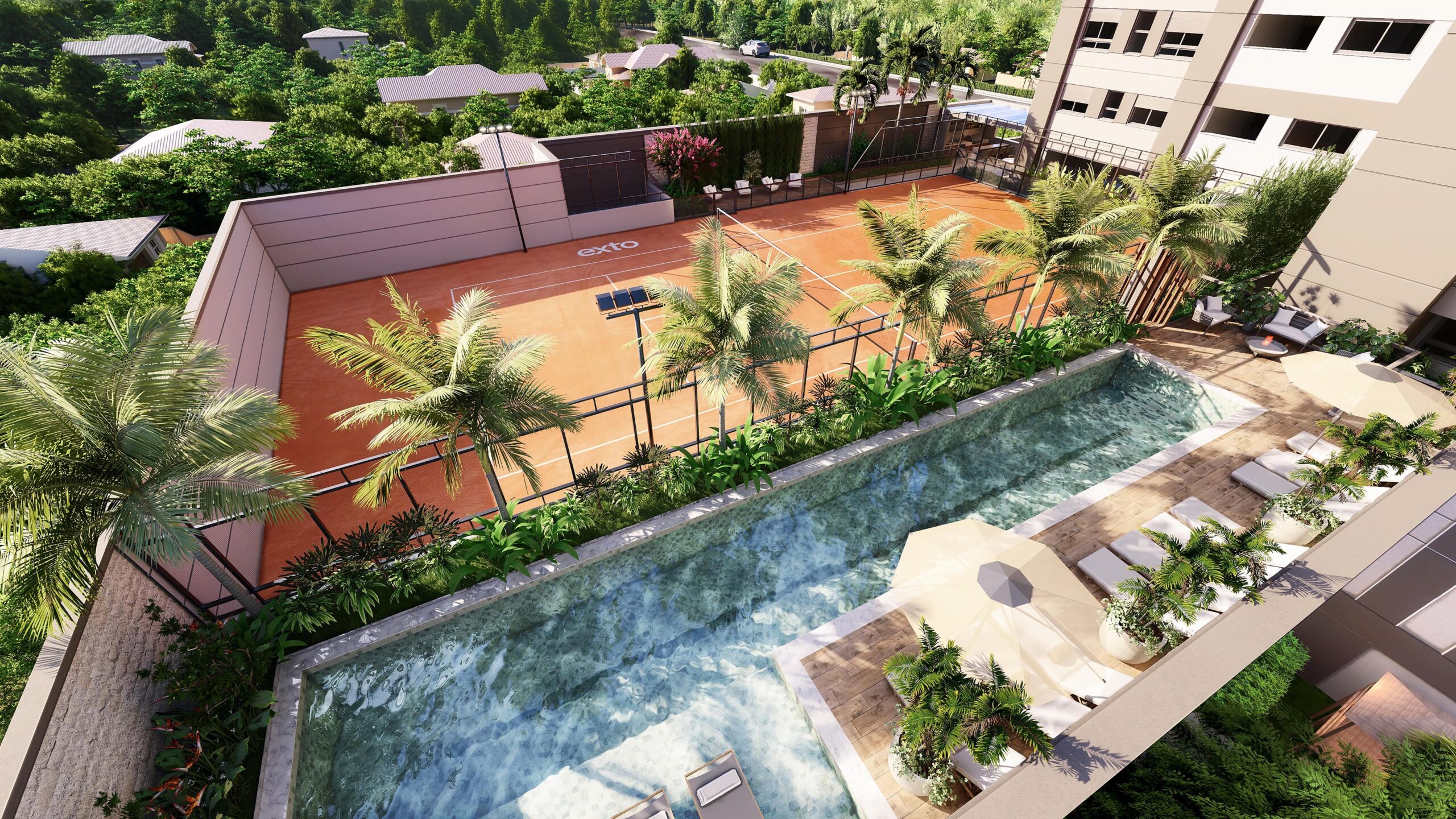 Palm Collection - Imagem Aérea Piscina com raia de 20m - Desktop